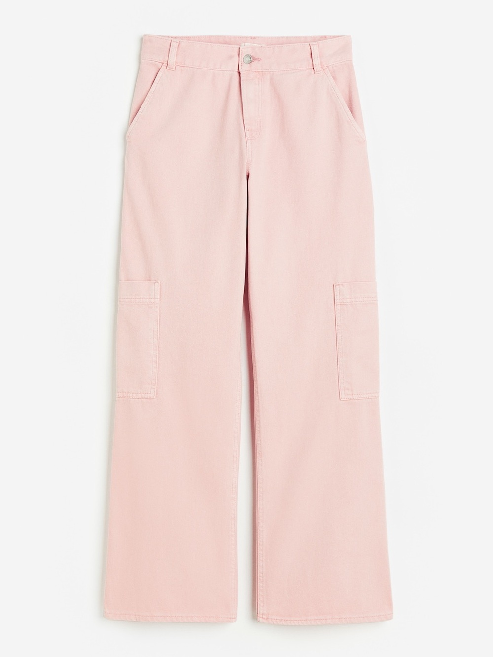 H&M Wide Leg Cargo Jeans in Light Pink - 10